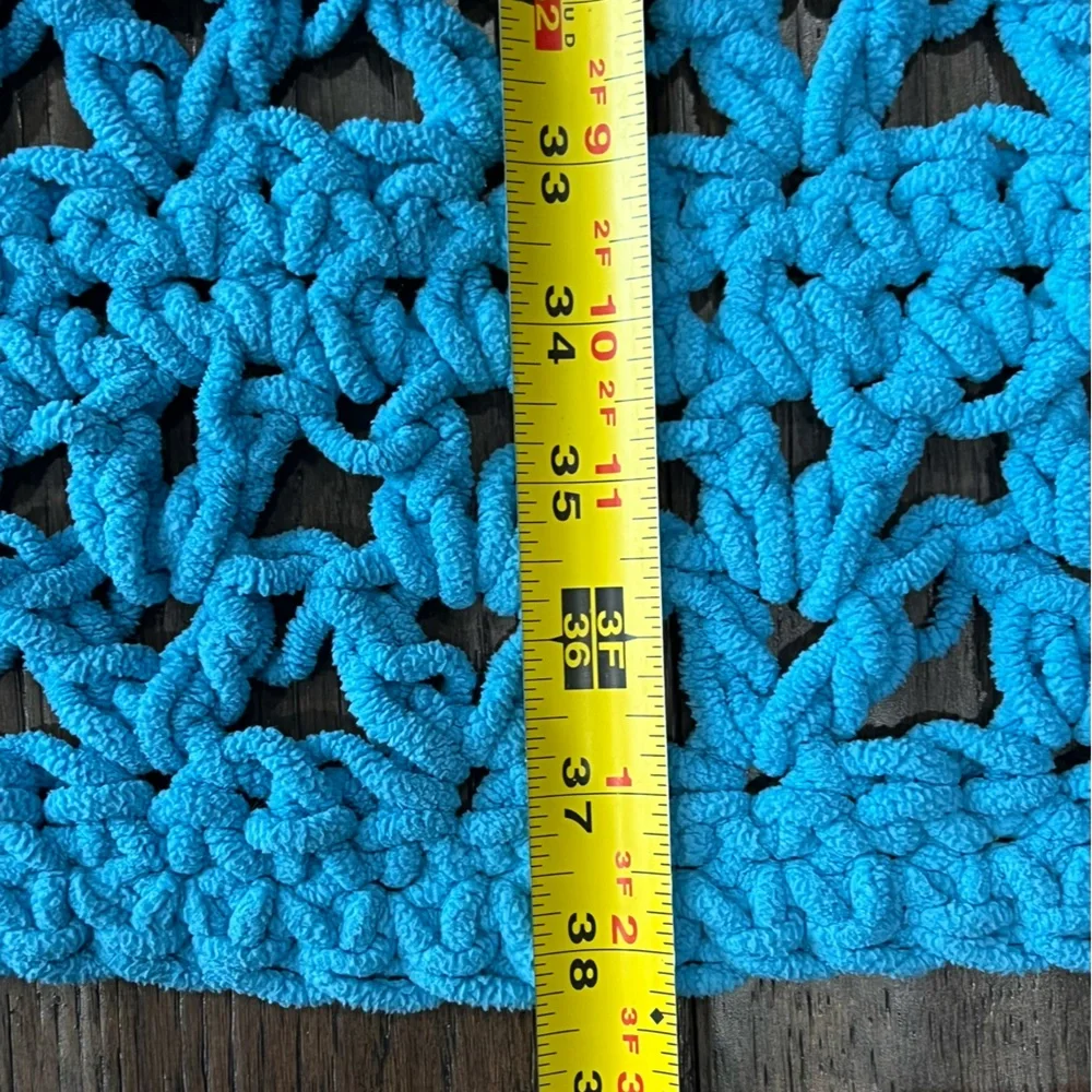 HAND Crocheted CHUNKY Lapghan BLUE Lap BLANKET